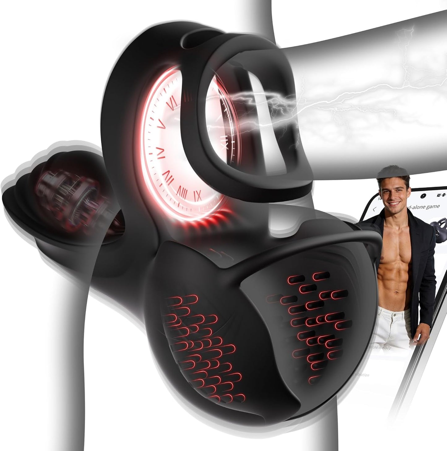360° Hoden Vollabdeckungsstimulator Penistrainer Vibrator mit 9 Vibrations & Heizmodi