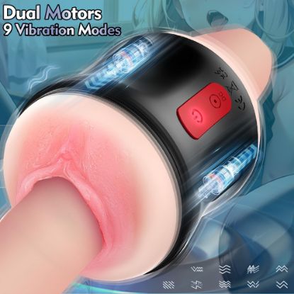 Offener Realistischer Masturbator Stroker Blowjob mit 9 Starke Vibrationen