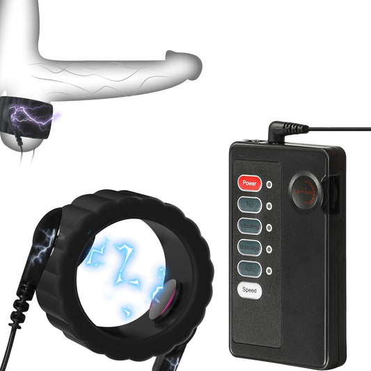 Elektrische Penisringe Elektro Schock Penis Trainer mit Host und Penis-Elektroden-Ring