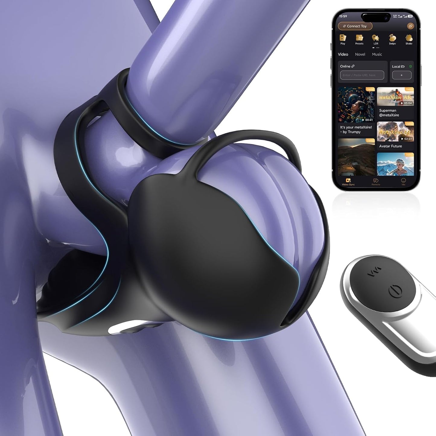 360° Hoden Vollabdeckungsstimulator Penistrainer Vibrator mit 9 Vibrations & Heizmodi