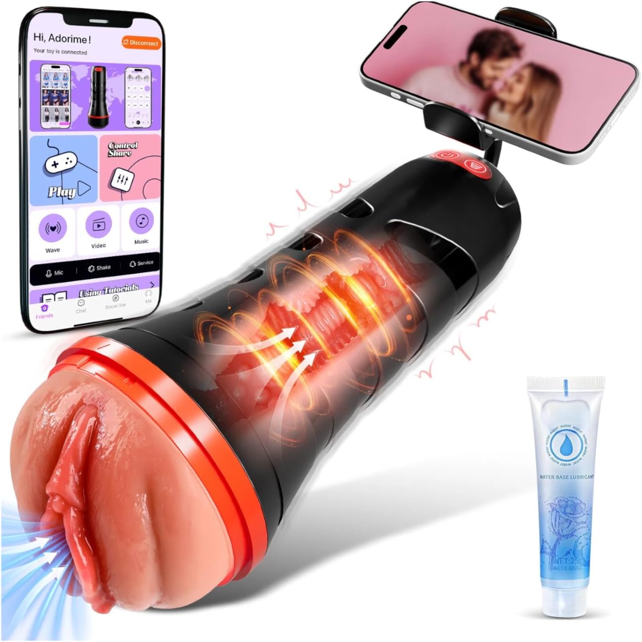 Elektrischer Masturbator Taschenmuschi Penistrainer mit 9 Vibrations & 4 Saugmodi