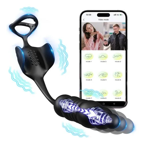 3 IN 1 Hodenvibrator Penisring Vibratoren Prostata Stimulator Massagegeräte mit 9 Vibrationsmodi
