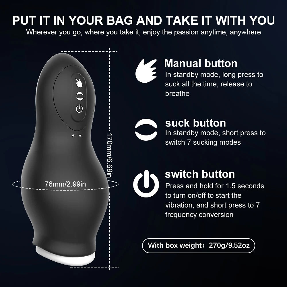 Elektrischer Masturbatoren Penistrainer Stroker Blowjob mit 7 Vibrations und 7 Saugmodi