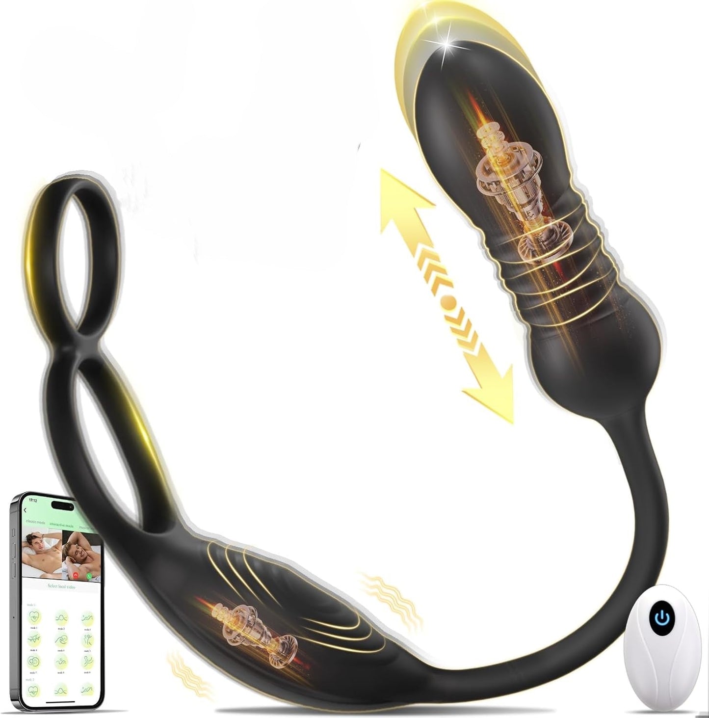 Prostata Massager Analvibrator Penisring mit 9 Stoß und Vibrationsmodi