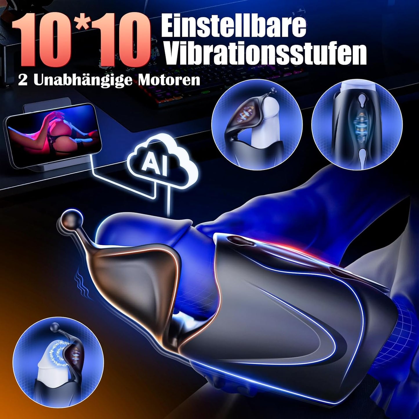 Elektrischer Masturbationsbecher Penistrainer Vibrator Trainer mit 10 Vibrationsmodi