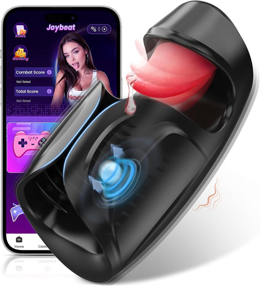 Blowjob Penis Vibrator Eicheltrainer mit 10 Pulsieren & 10 Zunge Lecken & 10 Vibrationsmodi
