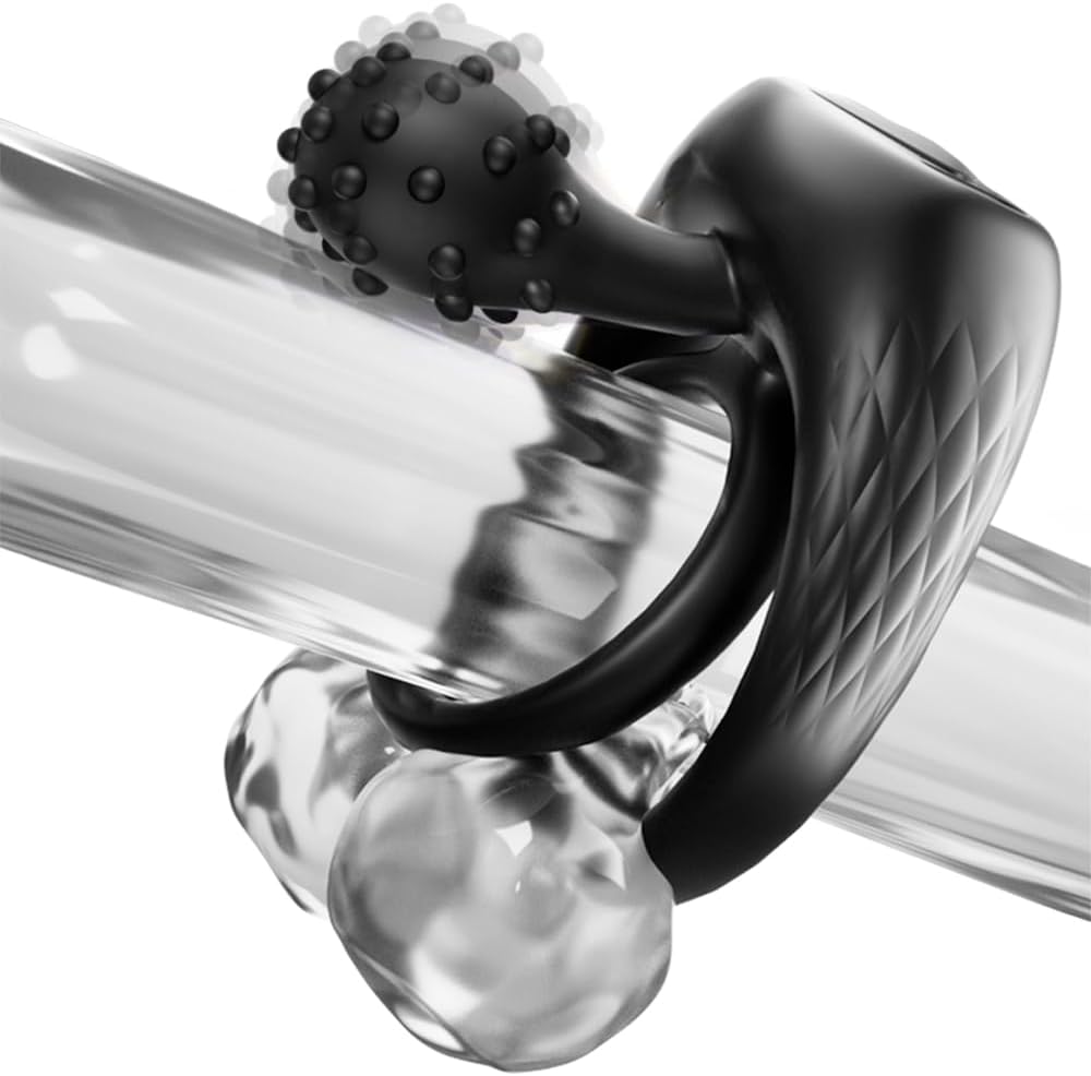 360° Verstellbarem Doppelter Cock Ring Penistrainer Vibrator mit 9 Vibrations