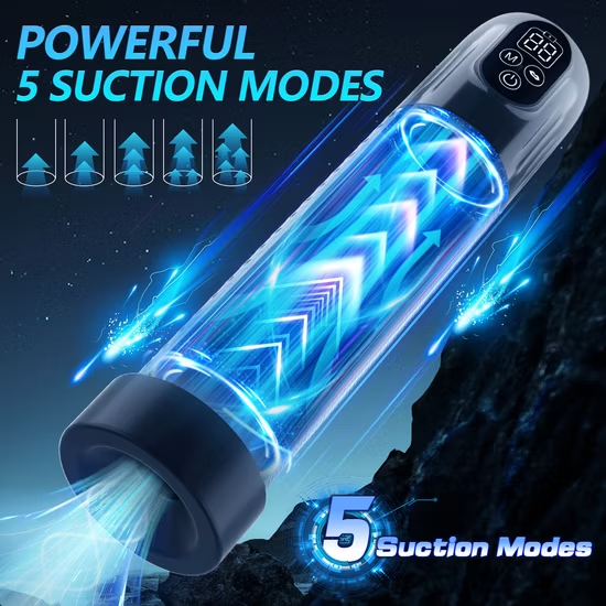4 IN 1 Elektrische Penispumpe Taschenmuschi Masturbator mit 5 Saugstufen & 6 Trainingsmodi