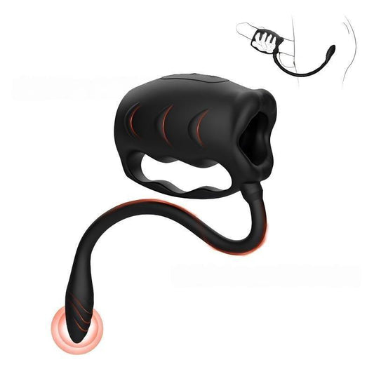 3 IN 1 Penistrainer Vibrator Stroker Masturbatoren mit 10 Vibrationsmodi & Anal Plug