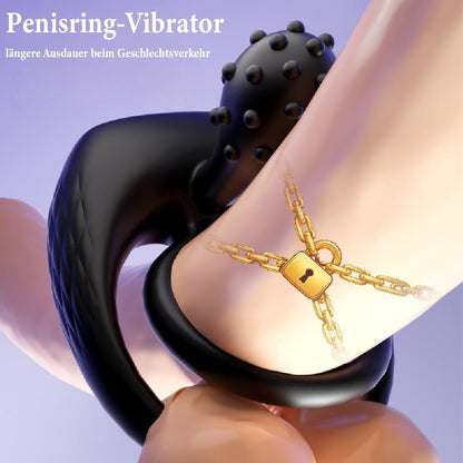 360° Verstellbarem Doppelter Cock Ring Penistrainer Vibrator mit 9 Vibrations