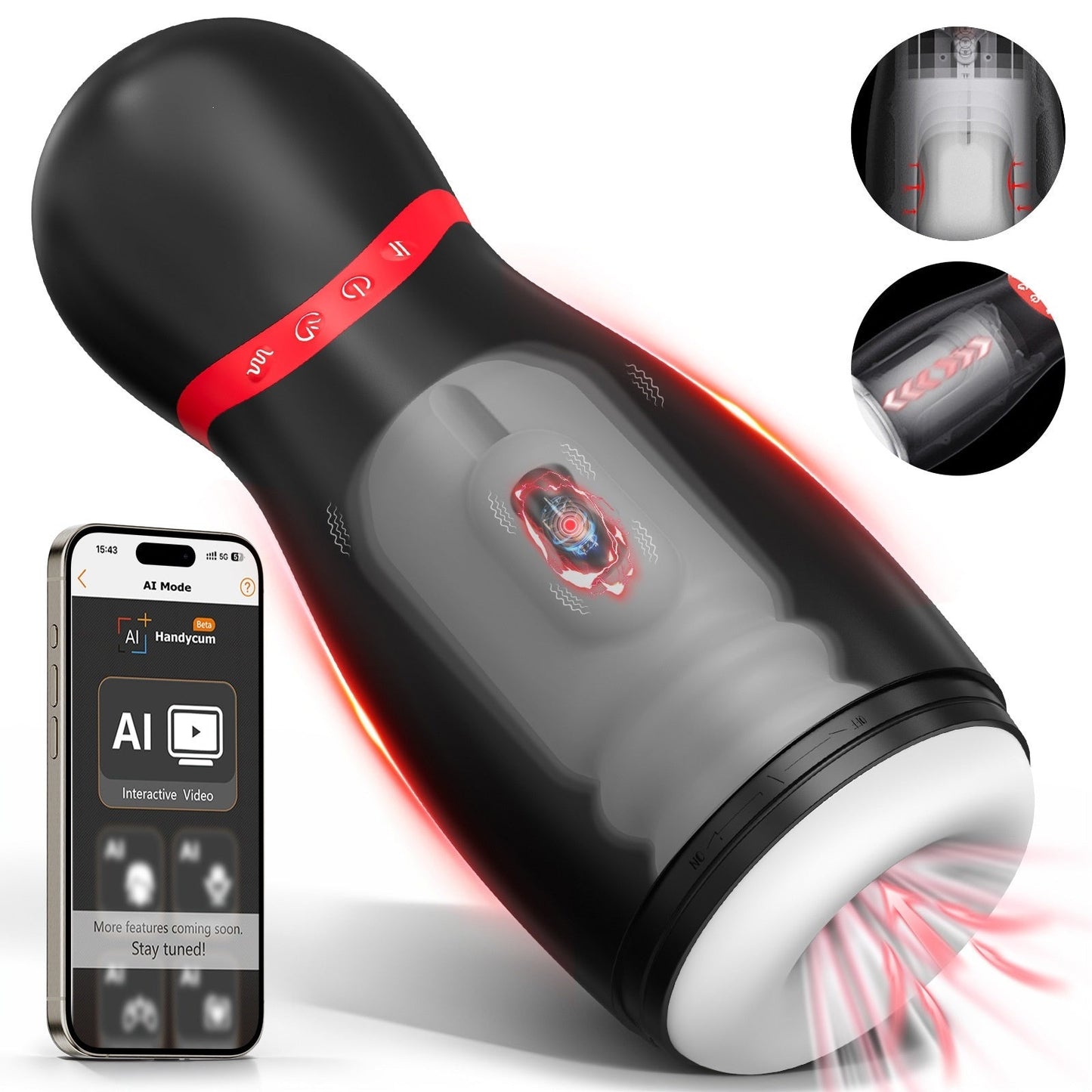 KI-gestützter Automatischer Masturbator Stroker mit 3 Teleskopmodi & 10 Vibrationsstufen & 3 Kompressionsmodi