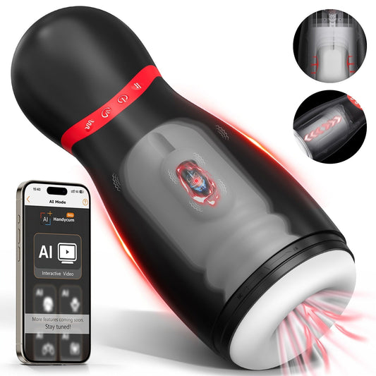 KI-gestützter Automatischer Masturbator Stroker mit 3 Teleskopmodi & 10 Vibrationsstufen & 3 Kompressionsmodi