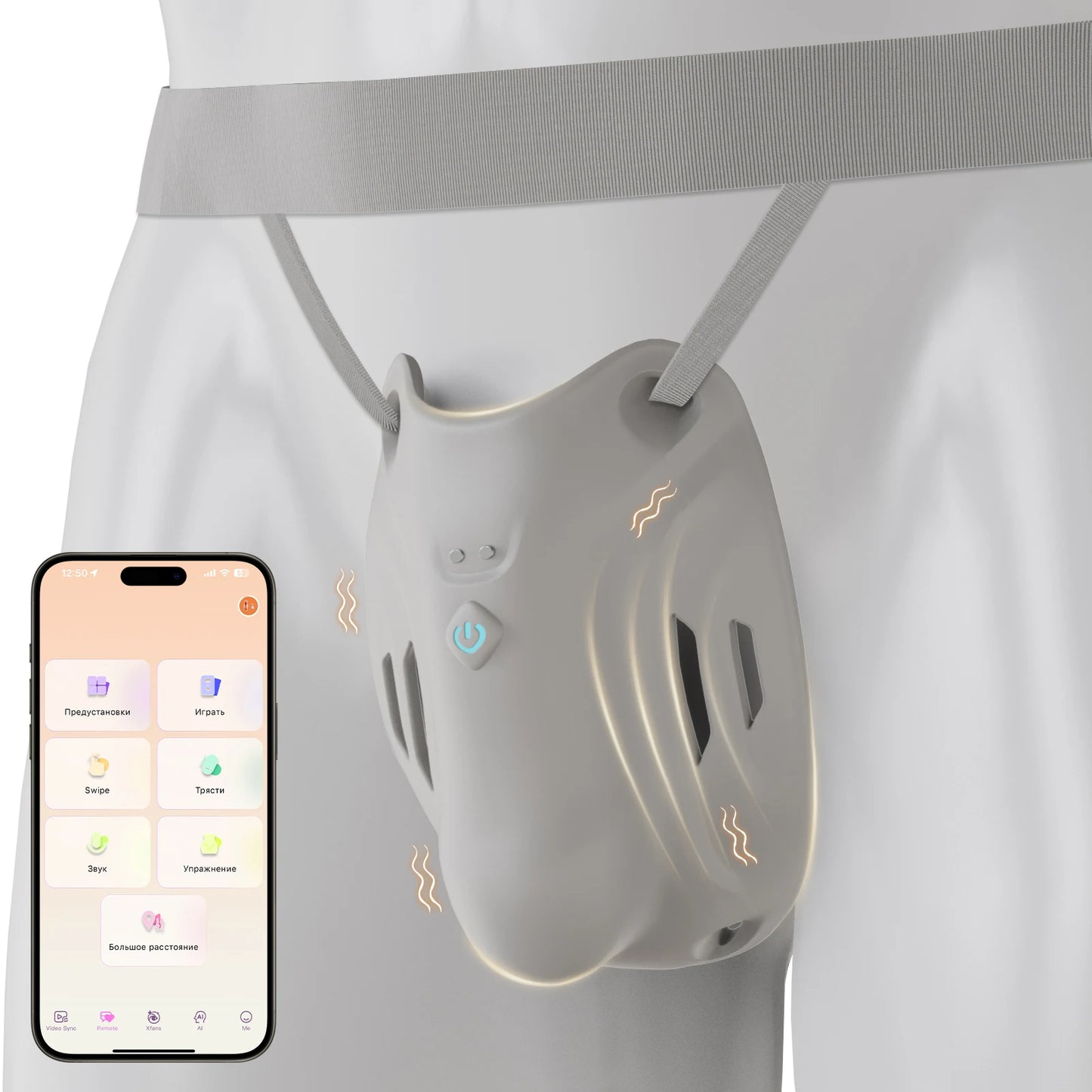 APP-Fernbedienung Masturbator Vergrößerter Hoden Booster mit 9 Vibrationsmodi