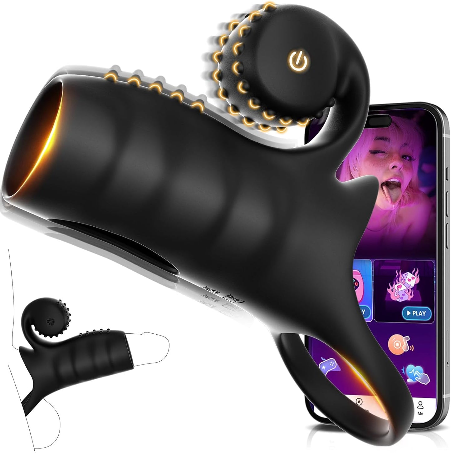 Smarte App-Steuerung Penishülle Cock Ring mit Klitorisstimulator & 9 Modi