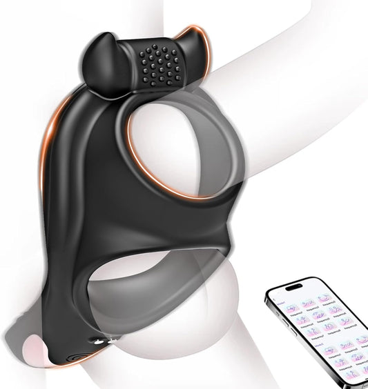 App-gesteuerter Penistrainer Cockring Vibrator mit 9 Vibrationsfunktionen