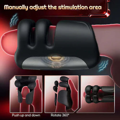 Elektrische Penistrainer Eichelvibrator mit 10 Finger Massage & Klopfen & Vibrieren