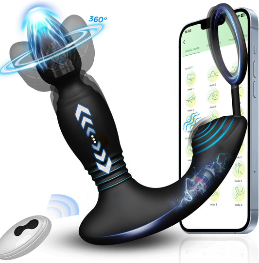 Analvibrator Prostatamassagegerät Penisring mit 9 Stoßmodi & 3 Leistungsstarke Motoren