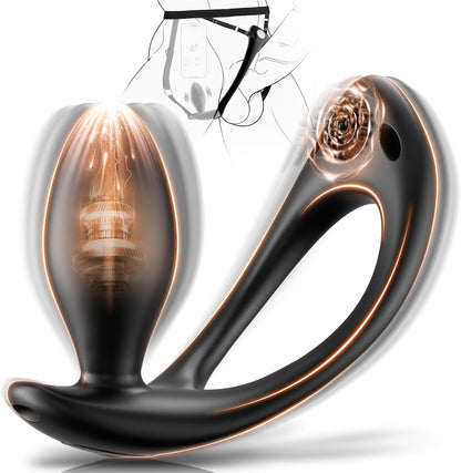 4 IN 1 Tragbarer Analvibrator Penisring Hodenvibration mit Stoßfunktion & 9 Kraftvolle Modi