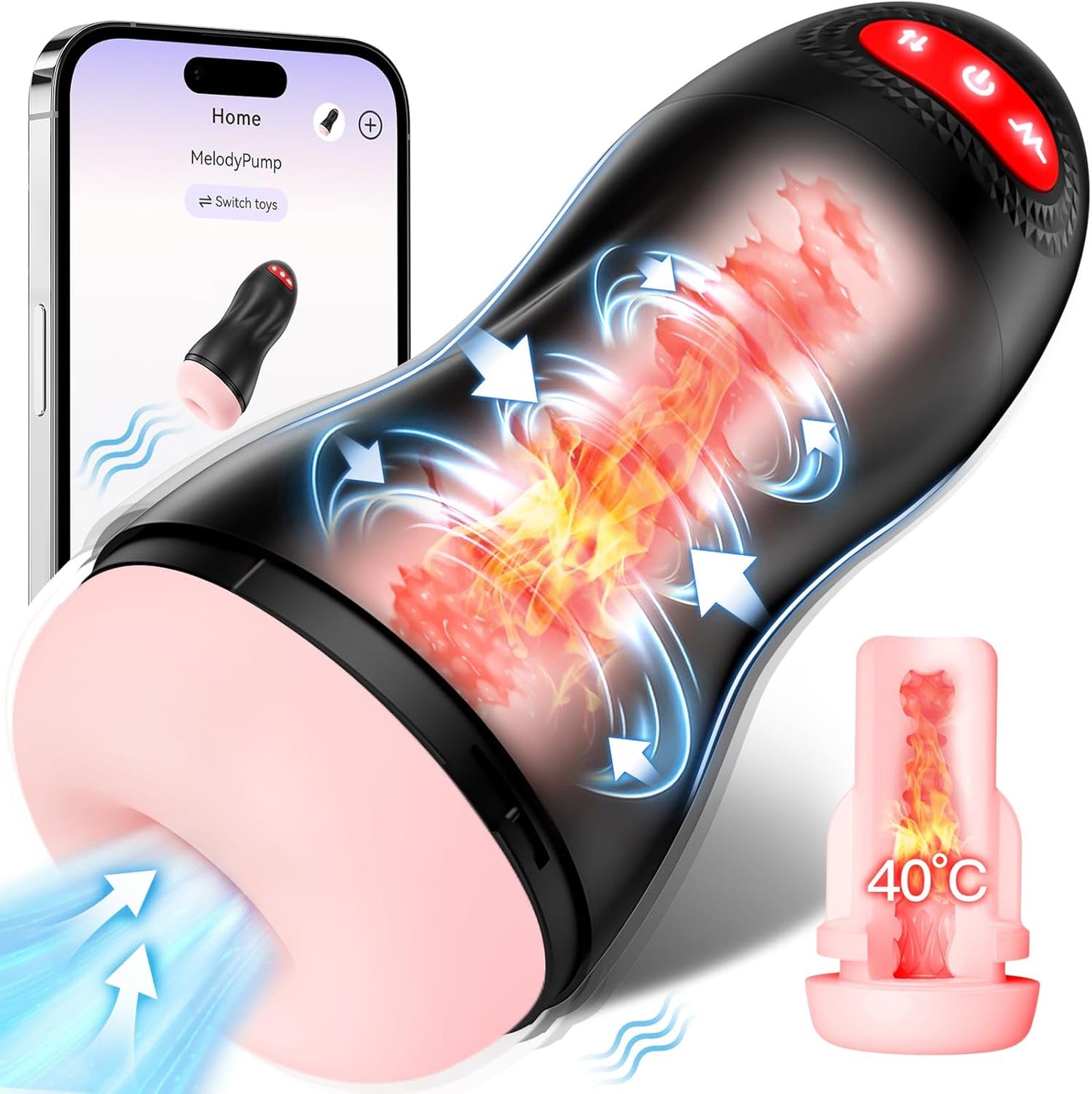 Elektrischer Masturbator Oral Taschenmuschi Vibrator mit 10 Vibrationsmodi & 9 Saugmodi