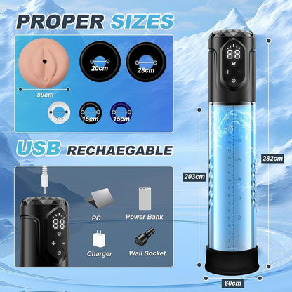 4 IN 1 Elektrische Penispumpe Enlargers mit 5 Saugstufen & 5 Trainingsmodi