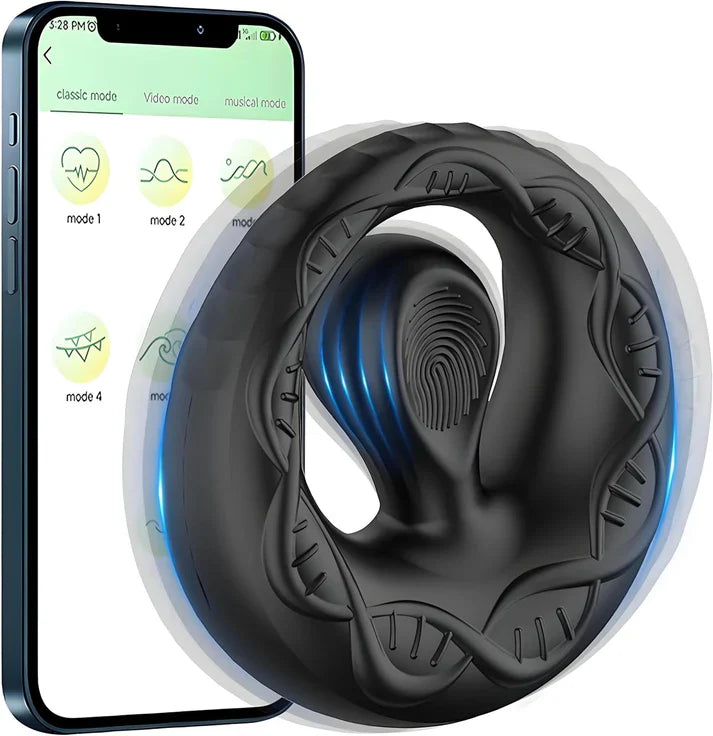 APP Pleasure Cock Ring Penis Vibrator Hodenstimulator mit 9 Vibrationsmodi