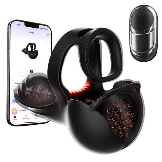 360° Hoden Vollabdeckungsstimulator Penistrainer Vibrator mit 9 Vibrations & Heizmodi