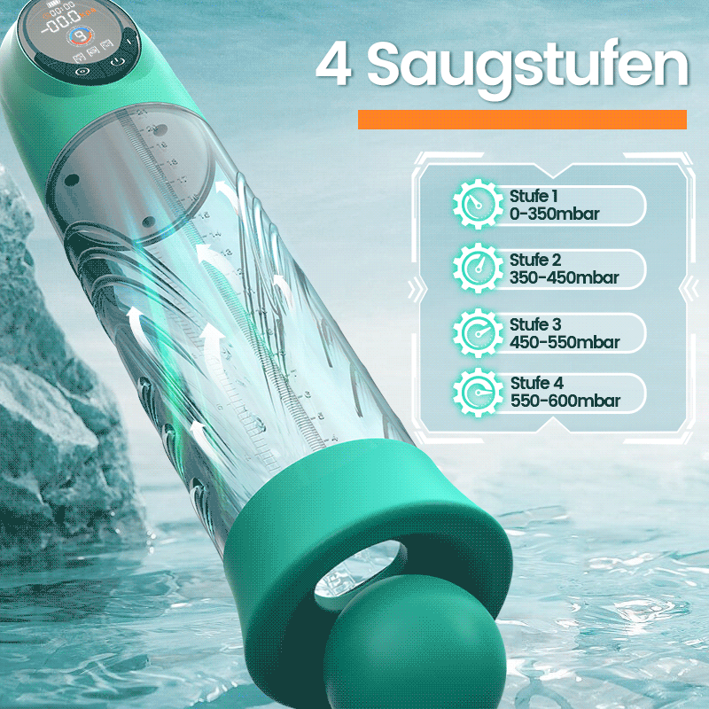 LCD-Display Elektrische Penispumpe Masturbatoren mit 4 Druckstufen und 9 Saugmodi