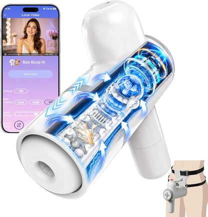 Freihändig Bedienbarer Automatischer Masturbator Blowjob Machine mit 8 Stoß & Saugmodi