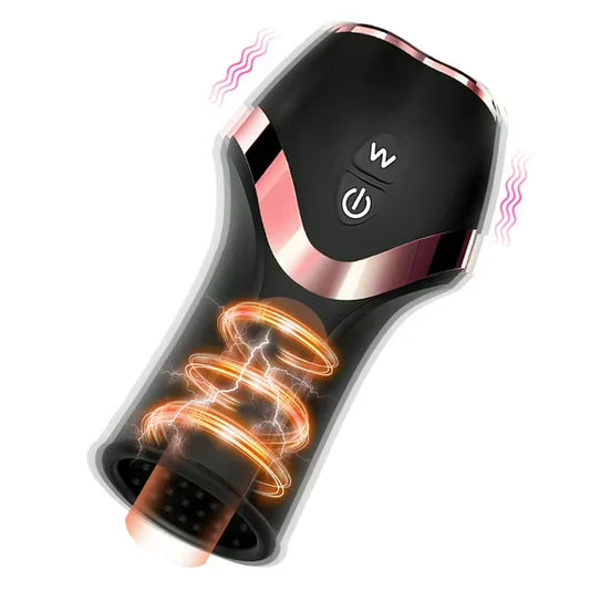 Eichelstimulator Penistrainer Vibrator mit 12 Vibrationsmodi & 6 Saug & Rotationsmodi