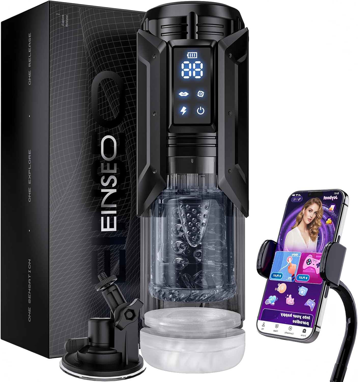 AI Sync Masturbator Penispumpe Tasche Muschi mit 7 Saugen & 7 Stoßen & Drehen & Lecken