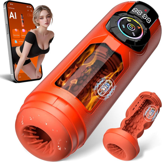 5 IN 1 App-gesteuerte Masturbationsmaschine mit 9 Vibrations & Leck & Stoß & Saugmodi