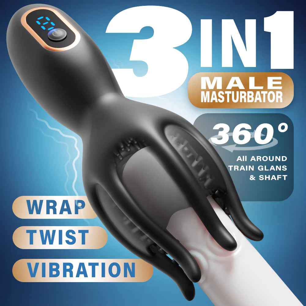 3 IN Eicheltrainer Penismassage Vibrator Masturbator mit 9 Vibrationsmodi