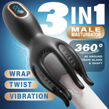 3 IN Eicheltrainer Penismassage Vibrator Masturbator mit 9 Vibrationsmodi