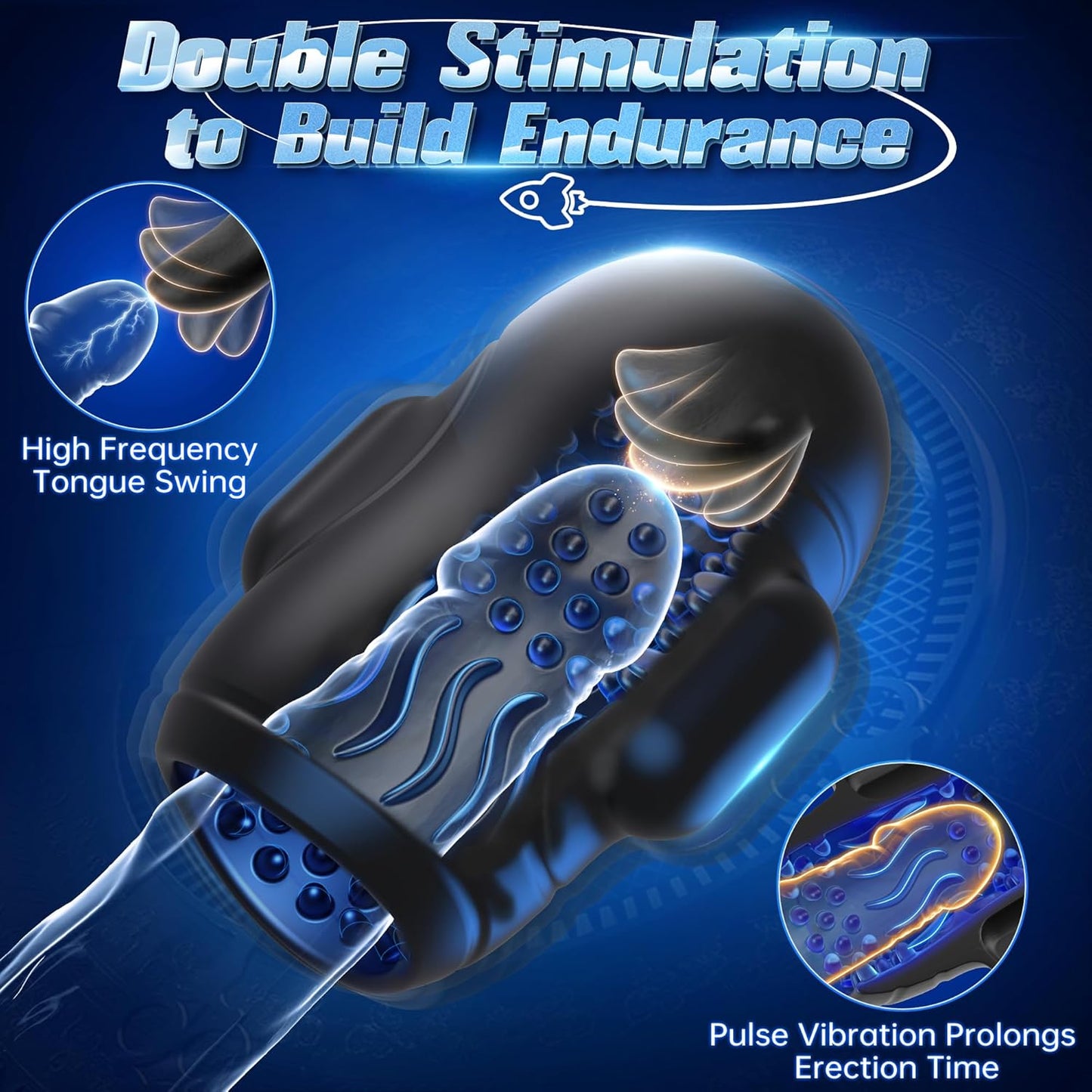 4 IN 1 Penis Trainer Eichel Stimulator Blowjob Masturbator mit 10 Bieten & 10 Vibrations