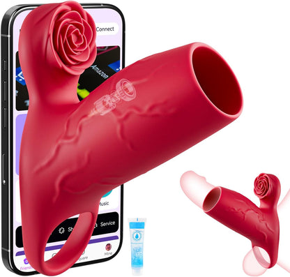 Halbbedeckte Penishülle Cock Ring Penisvergrößerung mit 10 Vibrationsmodi