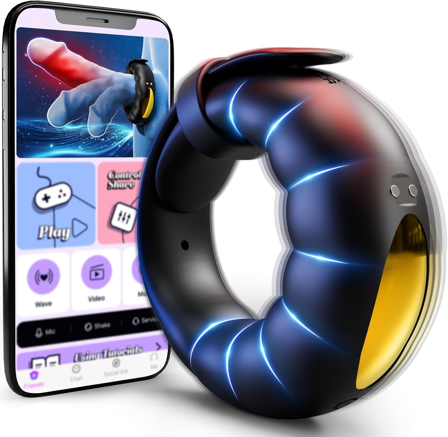 Doppelmotor Verstellbarem Penisring Vibrator mit 10 Vibrationsmodi