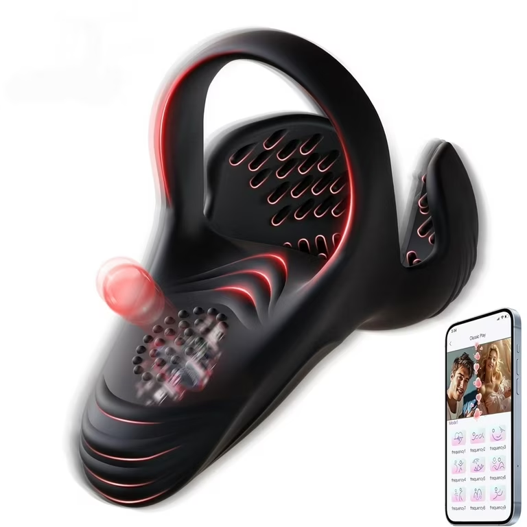 Doppel-Hodensack Penistrainer Vibrator Cock Ring mit 10 Vibrationsmodi