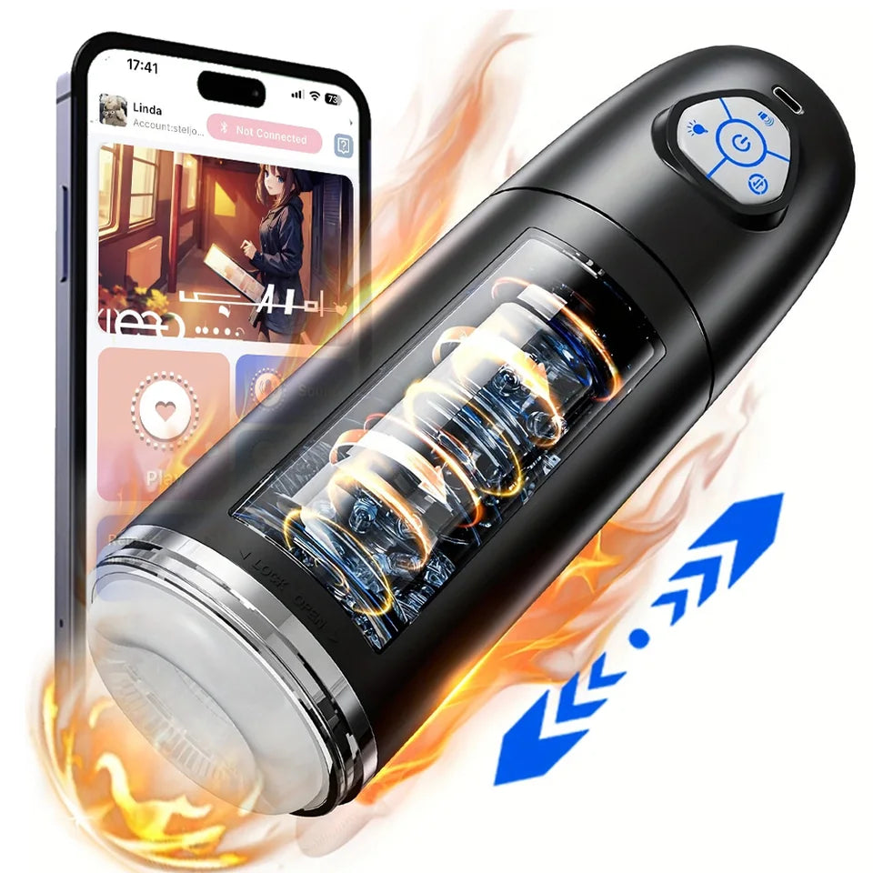 Automatisches App-basiertes Masturbationsgerät Penis Stroker mit Dreh und Teleskop
