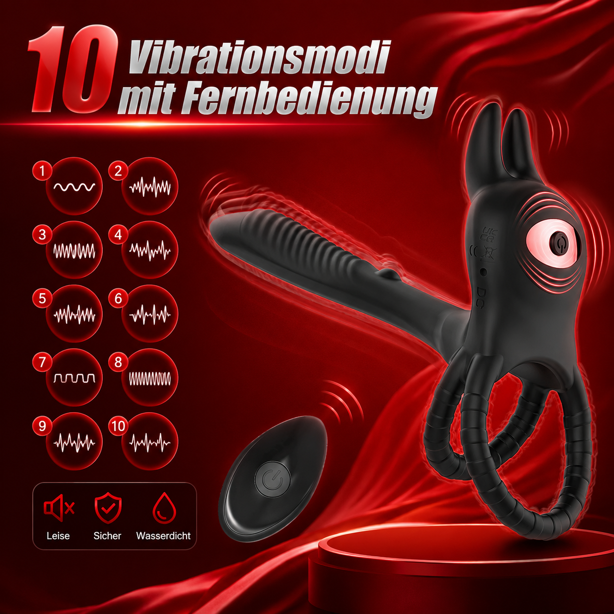 Ferngesteuerter Cock Ring Penisrainer Vibrator G-Punkt Aufsatz mit 10 Modi