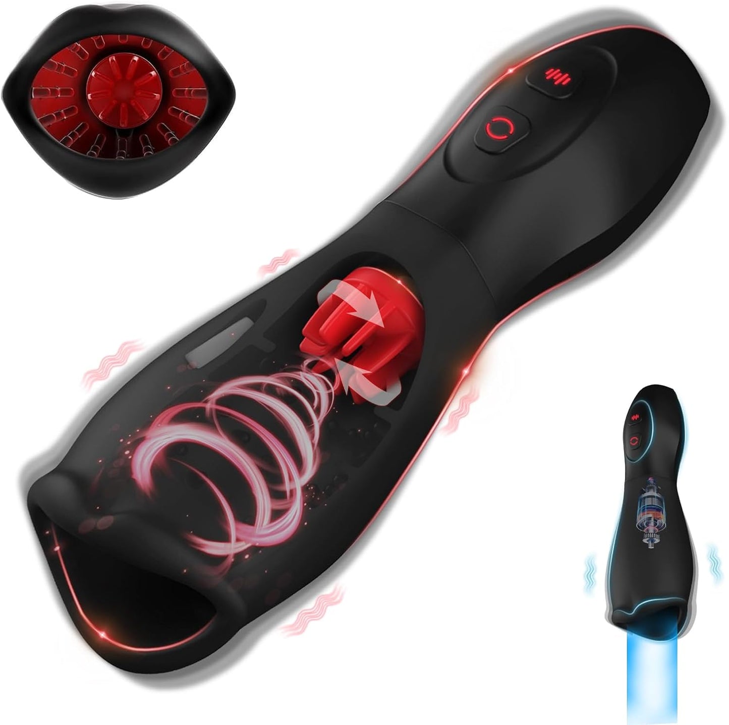 2 in 1 Elektrischer Penis Trainer Eichel Stimulator mit 10 Vibrations und 5 Rotations