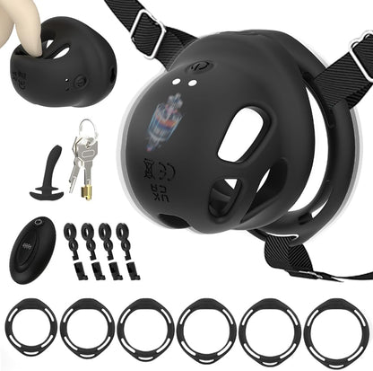 Vibrierender Peniskäfig Chastity Cage Keuschheitskäfig Harnröhrenschlauch mit Mehrere Vibrationsmodi