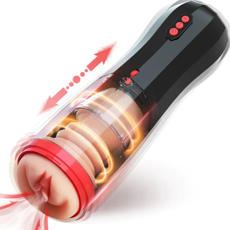 Automatischer Masturbator Stroker mit 10 Vibrationsmodi 5 Teleskopmodi und Saugfunktion