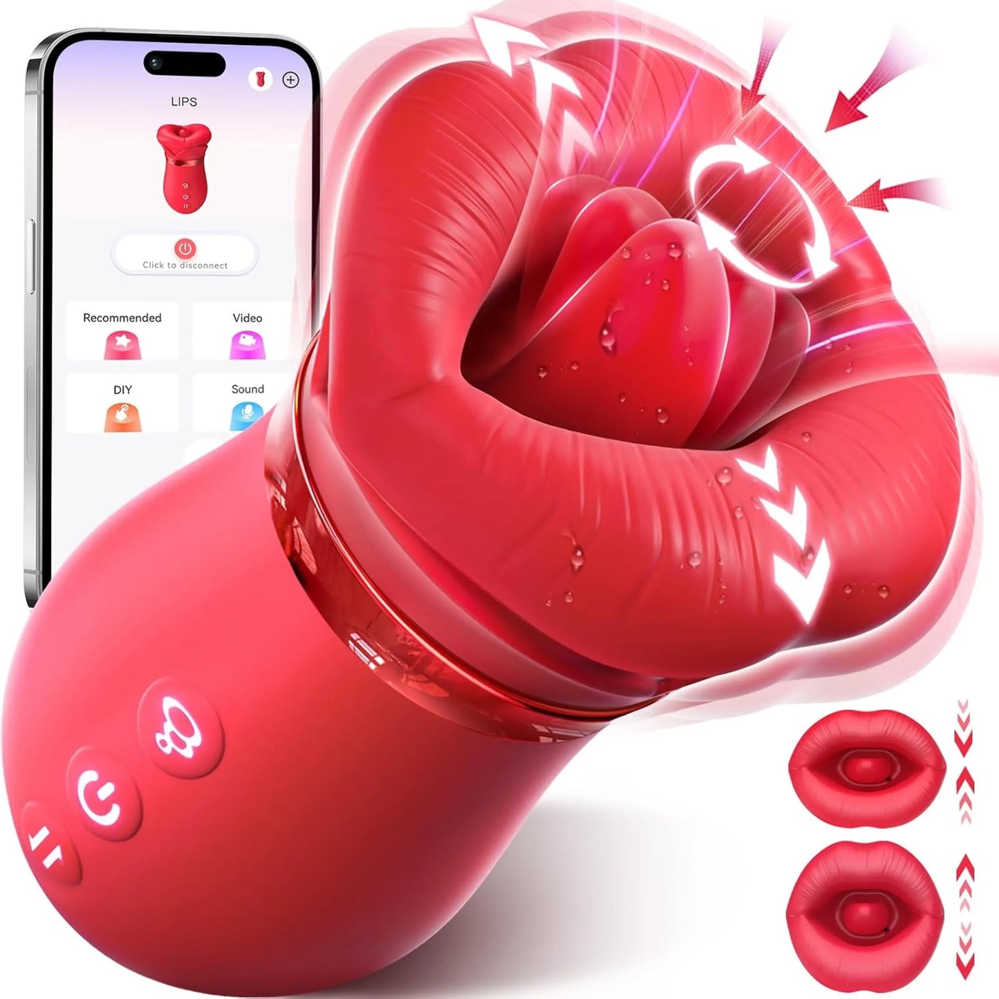 5 IN 1 Mundsauger Vibrator Rose Toys mit 10 Zungen-Leck & Vibrations