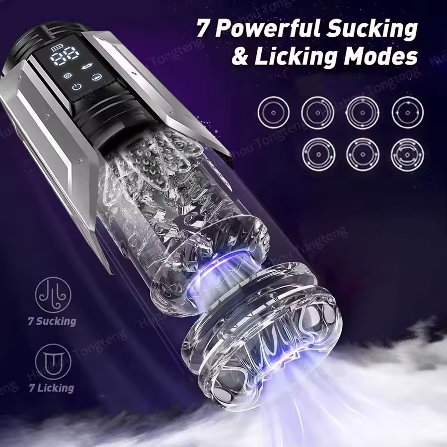 Elektrischer Masturbatoren Blowjob mit 7 Saug 7 Teleskop Dreh & 7 Vibrationsfunktionen
