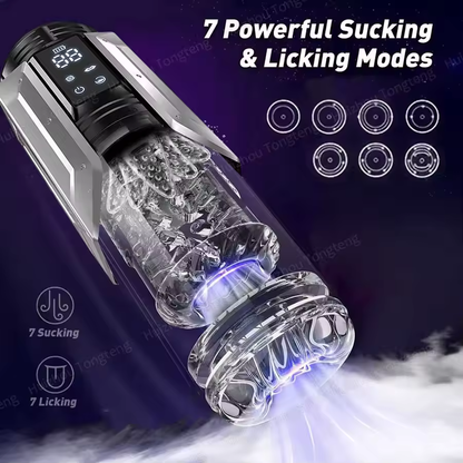 Elektrischer Masturbatoren Blowjob mit 7 Saug 7 Teleskop Dreh & 7 Vibrationsfunktionen