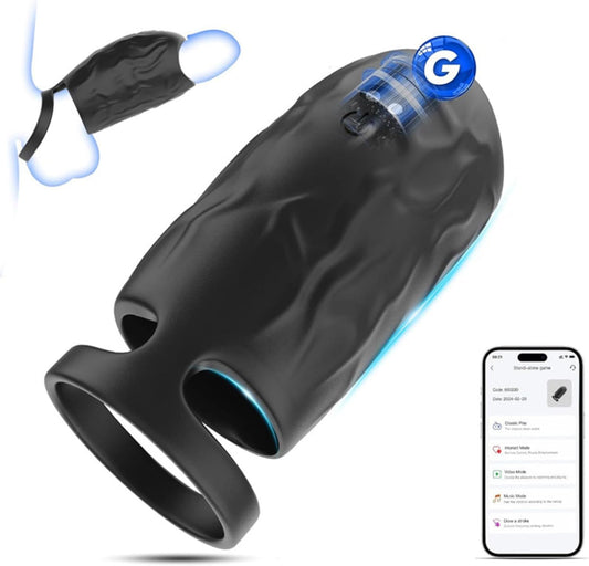APP Realistisch Penishülle Cocksring Vibrator mit mit 10 Vibrationsmodi