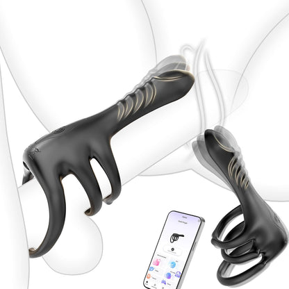 Finger Penis Trainer Vibrator Cockring Klitorisstimulator mit 3 Ringen & 9 Vibrationsmodi