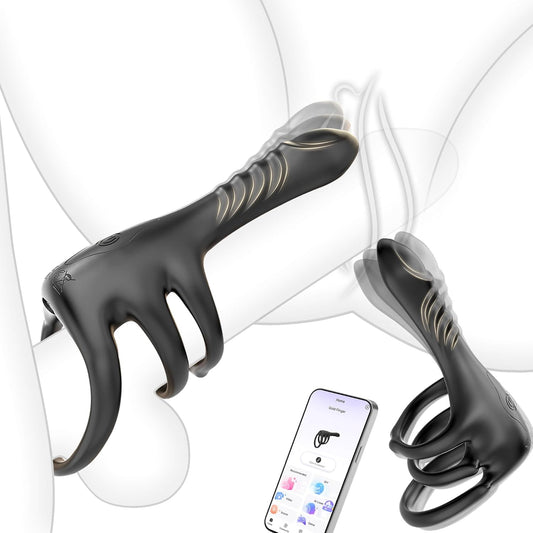 Finger Penis Trainer Vibrator Cockring Klitorisstimulator mit 3 Ringen & 9 Vibrationsmodi