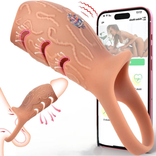 Penisring Vibrator Penishülle Sex Toyset mit 10x Vibrations & App