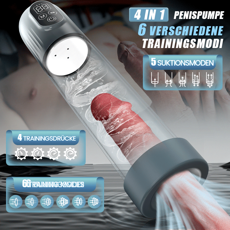 4 IN 1 Elektrische Penispumpe Taschenmuschi Masturbator mit 5 Saugstufen & 6 Trainingsmodi